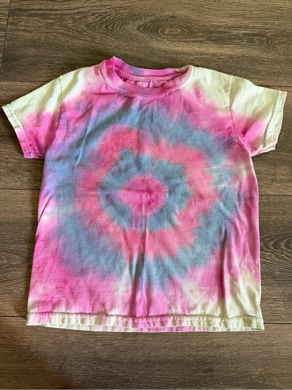 Sz YS Kids Tie-Dye Spiral Short Sleeve Tee - Pink & Blue